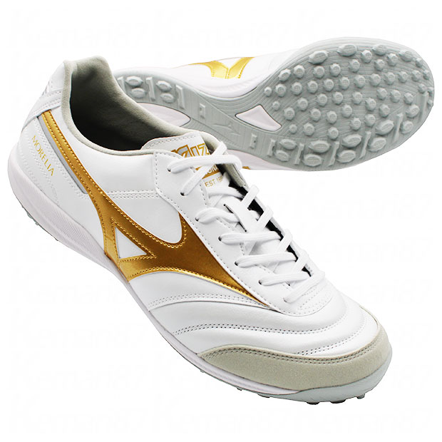 【6/10まで尖んがり10倍】モレリア SALA ELITE TF スーパーホワイトパール×ゴールド 【MIZUNO|ミズノ】サッカーフットサルトレーニングシューズq1gb261250