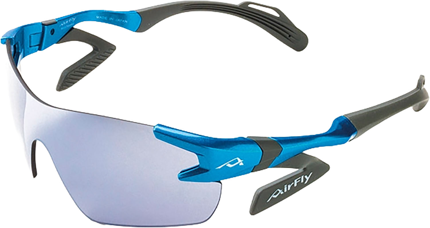 【ポイントアップ中！】 エアフライ Airfly 鼻パッドのないスポーツサングラス AF-301 C-35 Lサイズ AQUA BLUE 反射防止 可視光線透過率24 UVカット率99以上 熱中症対策 AF301C35L