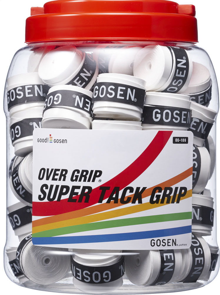 【26日まで エントリーで全品P10倍】 ゴーセン GOSEN テニス スーパータックグリップ 60個入りボックス ホワイト グリップテープ オーバーグリップ 大容量 部活 クラブ活動 サークル トレーニング 巻き替え OG106BXWH｜スポーツアオモリ