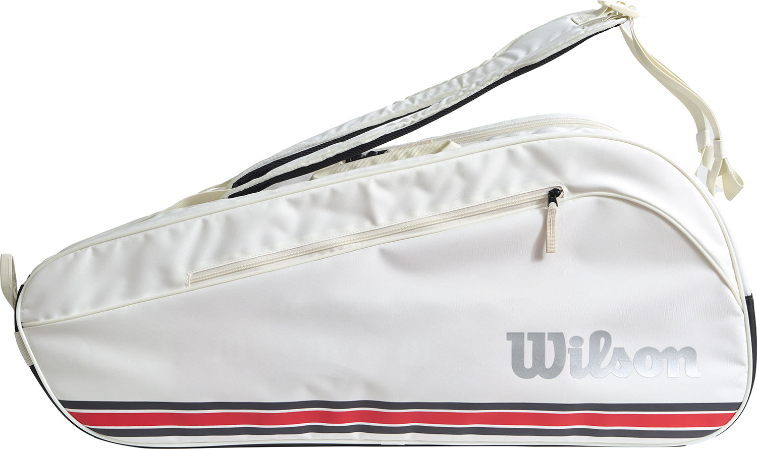 【26日まで エントリーで全品P10倍】 ウイルソン Wilson テニス TEAM J 6PK WHITE White/Red ラケットバッグ ホワイトレッド ラケット6本収納可能 ラケット収納 耐久性 部活 クラブ活動 WR80502010｜スポーツアオモリ
