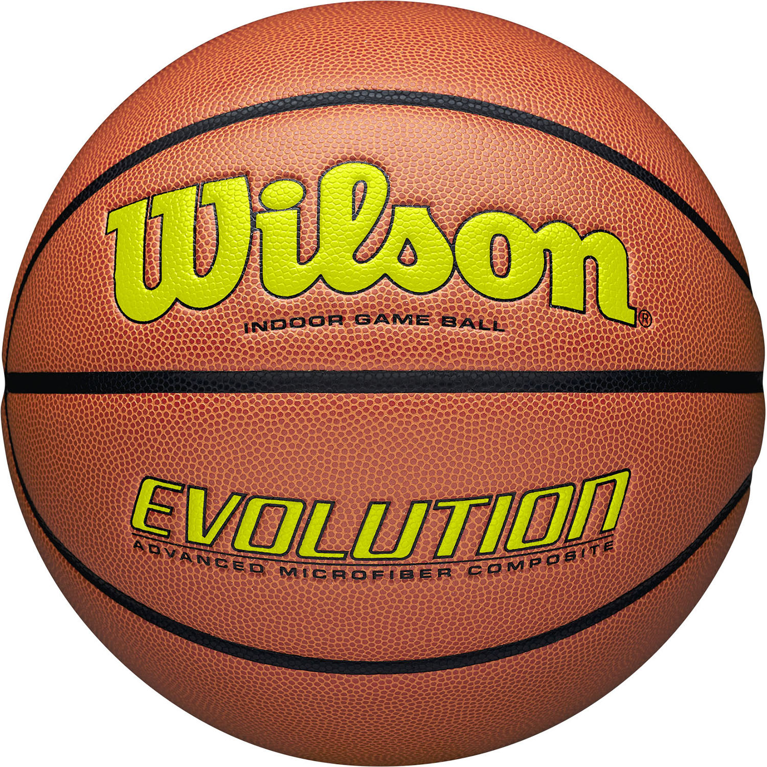 【ポイントアップ中！】 ウイルソン Wilson バスケット EVOLUTION ゲームボール オレンジ/オプティカルイエロー NFHS承認 7号球 フープ 屋内 男子 中学生 高校生 大学生 一般 NBA 合成皮革 部活 0595XB0703