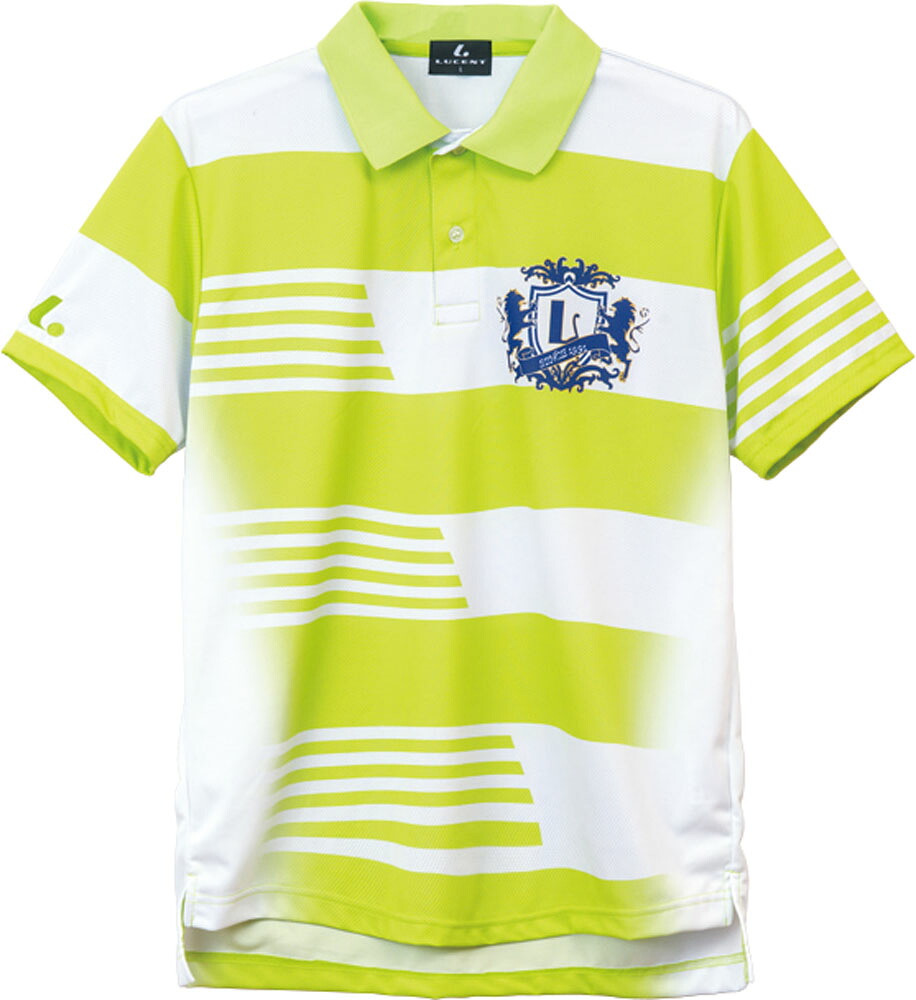 【ポイントアップ中！】 ルーセント LUCENT テニス Uni ゲームシャツ ライム グリーン 半袖シャツ Tシャツ メンズ レディース 男性用 女性用 吸汗速乾 UVカット 試合着 トップス 襟付き ウェア 着替え XLP8305