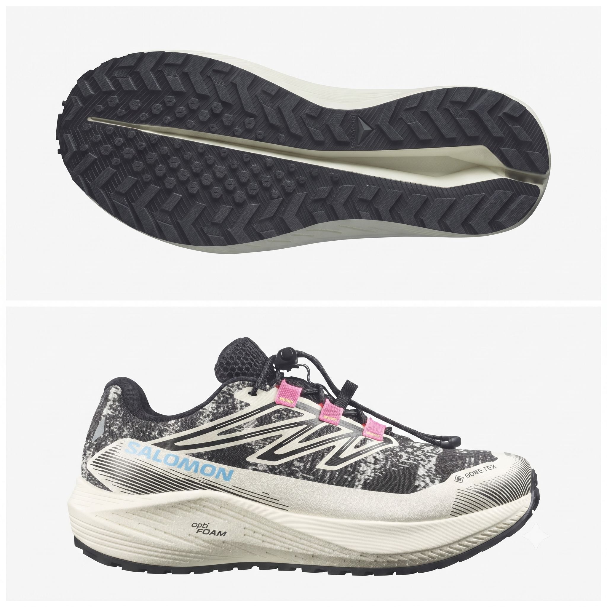 **【ポイント10倍対象】【Salomon/サロモン】【国内正規品】 【L49256200】 【AERO FLOW GRVL GTX W Vanilla Ice/Black/Knockout Pink】 レディース ランニング・陸上 フットウェア ランニング　女性用グラベルランニングシューズ｜スポーツビーイング