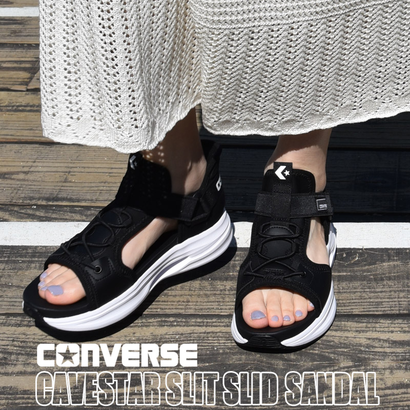 コンバース サンダル レディース スポサン カジュアル シューズ 靴 ファッション CONVERSE ケイブスター スリットスライド サンダル 33600250 黒