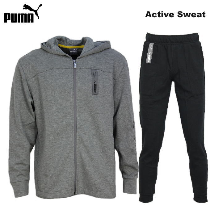 プーマ スウェット 上下 メンズ トレーニングウェア パーカー 581109 581113 2カラー 上下セット PUMA セットアップ ズボン パンツ スポーツ 運動 ジム ウェア スポーツウェア ウエア おすすめ 人気 男女兼用 スエット 部屋着 ルームウェア アクティブ