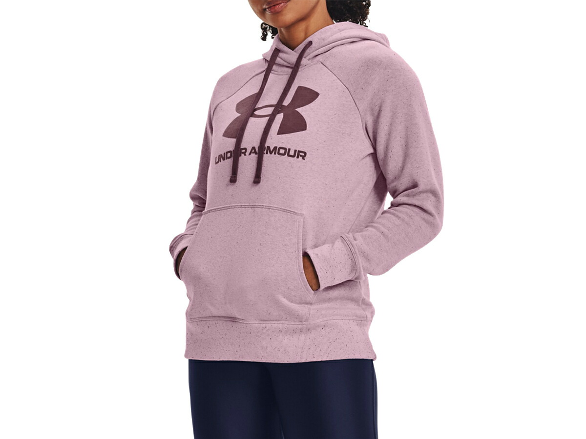 アンダーアーマー Under Armour ライバルフリース ロゴフーディー レディース 秋 冬 ピンク 桃色 スポーツ フィットネス フリース パーカー 698 Kuechen Ly