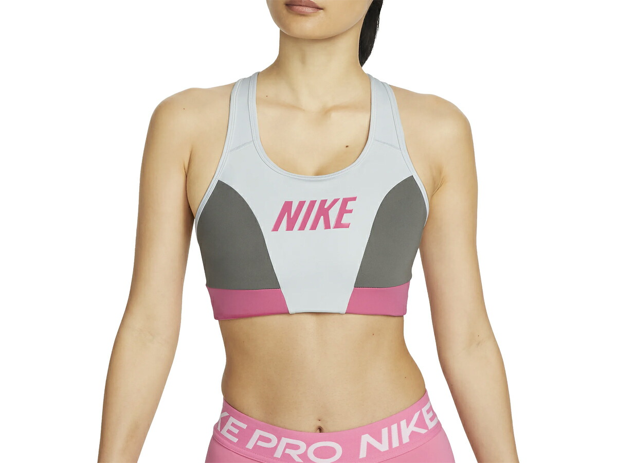ナイキ NIKE Dri-FIT スウッシュ ワンパッド ロゴ スポーツブラ レディース オールシーズン グレー 灰色 スポーツ フィットネス インナー ブラトップ DQ5135-043