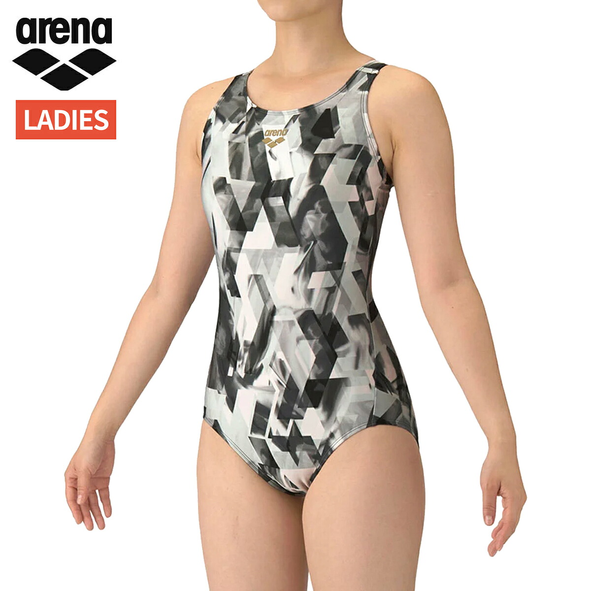 0971 アリーナ ワンピース水着競泳型 Oサイズ ネイビー系 店内商品3点以上でさらに3％OFFクーポン配布中アリーナ ARENA 競泳水着 レディース WA承認モデル レーシングワンピーススパッツ  オープンバック ハーフレッグ オールインワン AQUA RACING AQUA STRIPE-D 2025年春夏モデル AS5SRC71L fina  マーク