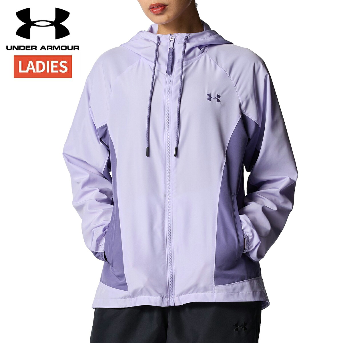 アンダーアーマー UNDER ARMOUR UAノーライナー ウーブン フルジップ フーディー レディース パープル 紫 スポーツ フィットネス パーカー ジャケット 6012630-536