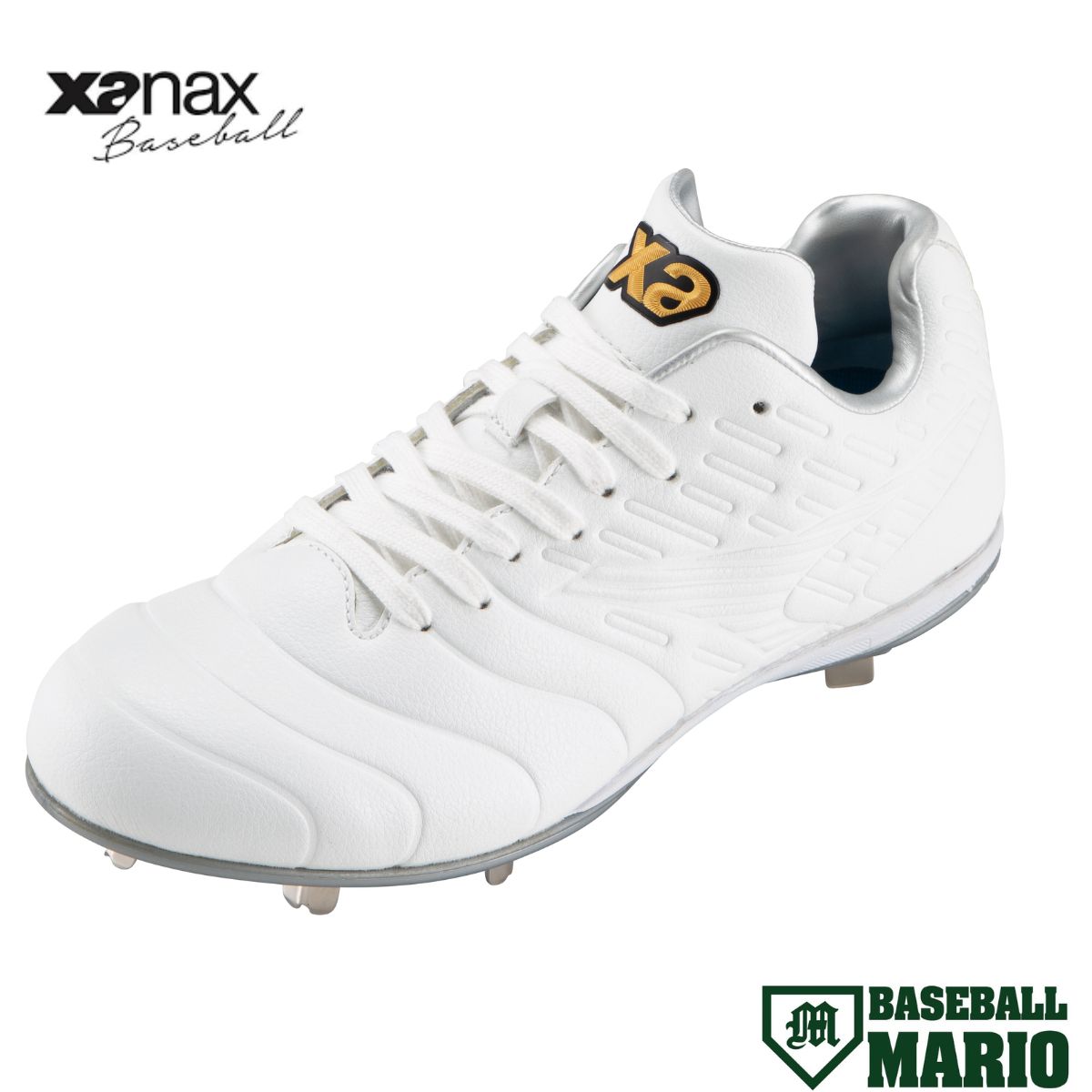 ザナックス XANAX 紐式 樹脂底スパイク ローカット ホワイト ベースボールマリオ 野球 スパイク シューズ 樹脂底 紐式 BS329CL|スポーツマリオ