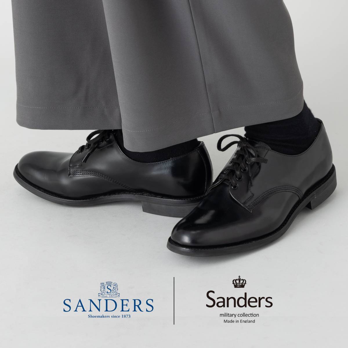 サンダース SANDERS 2246B MILITARY OFFICER SHOE ミリタリーオフィサーシューズ 革靴 レザーシューズ 外羽根 ビジネスシューズ プレーントゥ ラバーソール 2246B