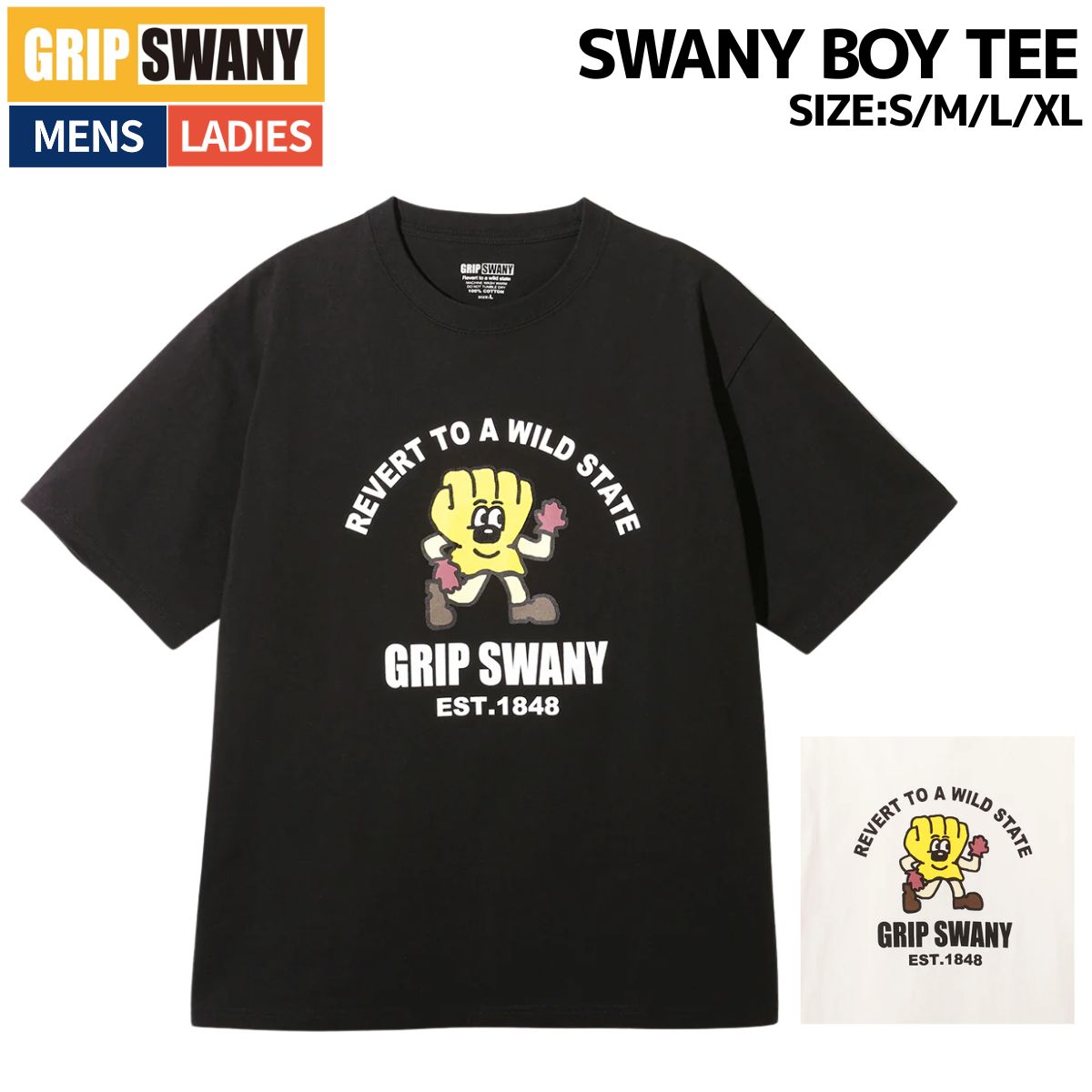 グリップスワニー GRIP SWANY SWANY BOY TEE スワニーボーイティー メンズ レディース ユニセックス ブラック ホワイト カジュアル 半袖 Tシャツ アウトドア コットン GSMCT-118