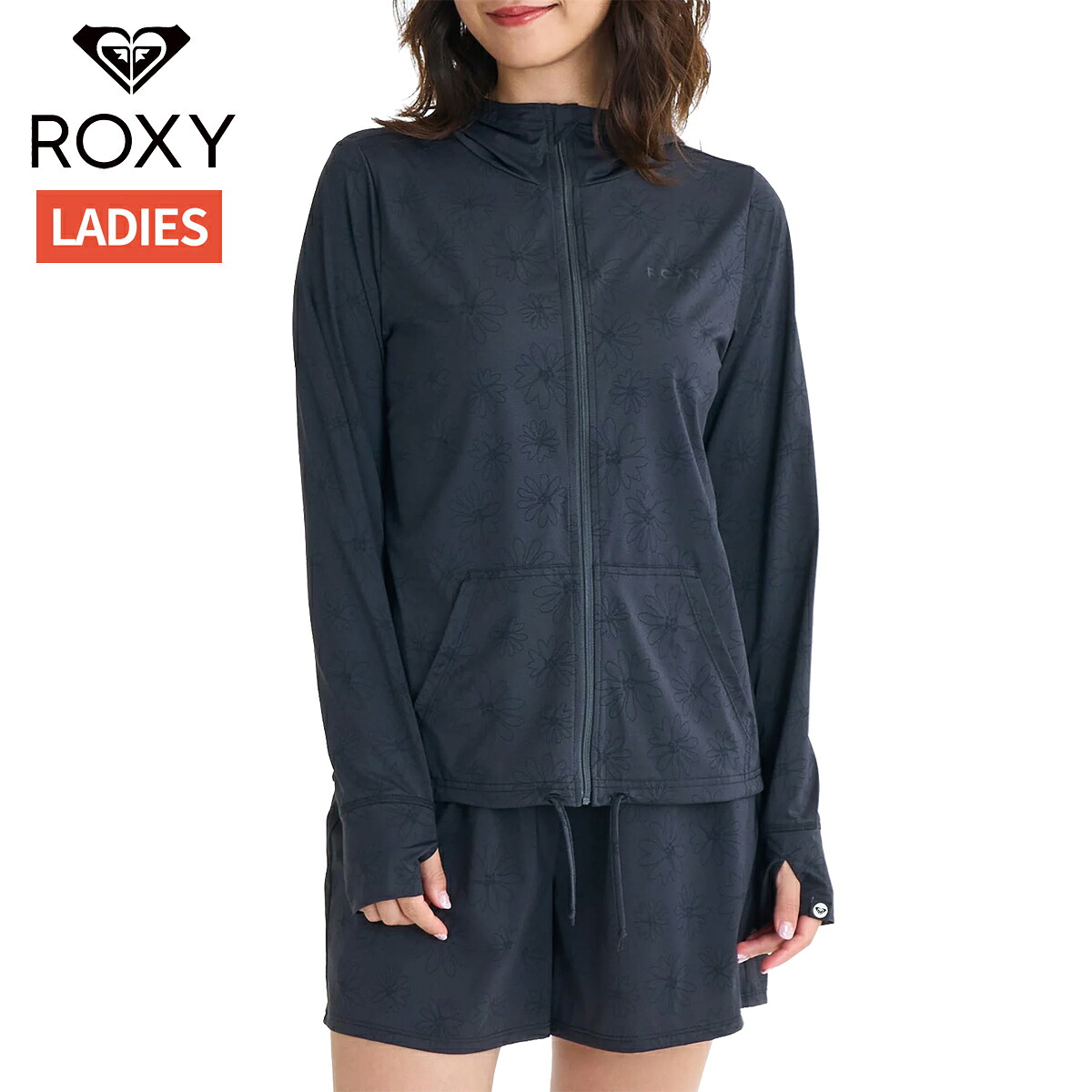 ロキシー ROXY AUROLA オーロラ ジップラッシュフーディ レディース ブラック 黒 水泳 スイム 海水浴 ラッシュガード RLY261031-BBK|スポーツマリオ