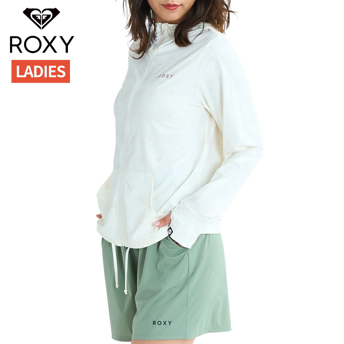 ロキシー ROXY AUROLA オーロラ ジップラッシュフーディ レディース ホワイト 白 水泳 スイム 海水浴 ラッシュガード RLY261031-OWT