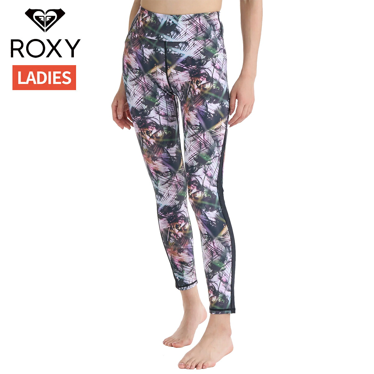 ロキシー ROXY BREEZE FLOW LEGGINGS ブリーズ フロー レギンス レディース オールシーズン 水陸両用 速乾 UVカット マルチカラー スポーツ フィットネス ロング タイツ RPT262565-MUL