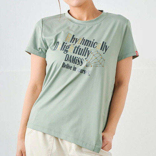 ダミス DA MISS ダイヤラインストーンTシャツ 半袖 フィットネス ウィメンズ 1534-1432-KHA