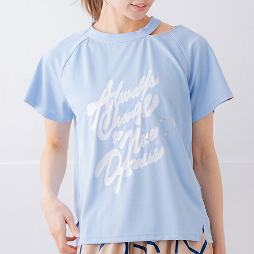 ダミス DA MISS スプレーロゴウェッジTシャツ 半袖 フィットネス ウィメンズ 1534-1456-SAX