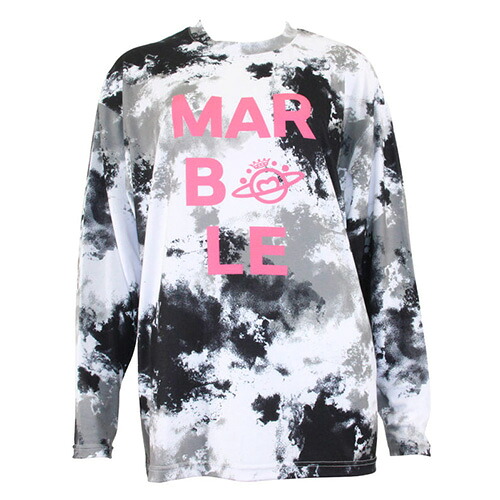 ビー玉 Marble タイダイ柄ロンT ティーシャツ 長袖 相応うネス ユニ一発やる U2511-402-WHT/BLK