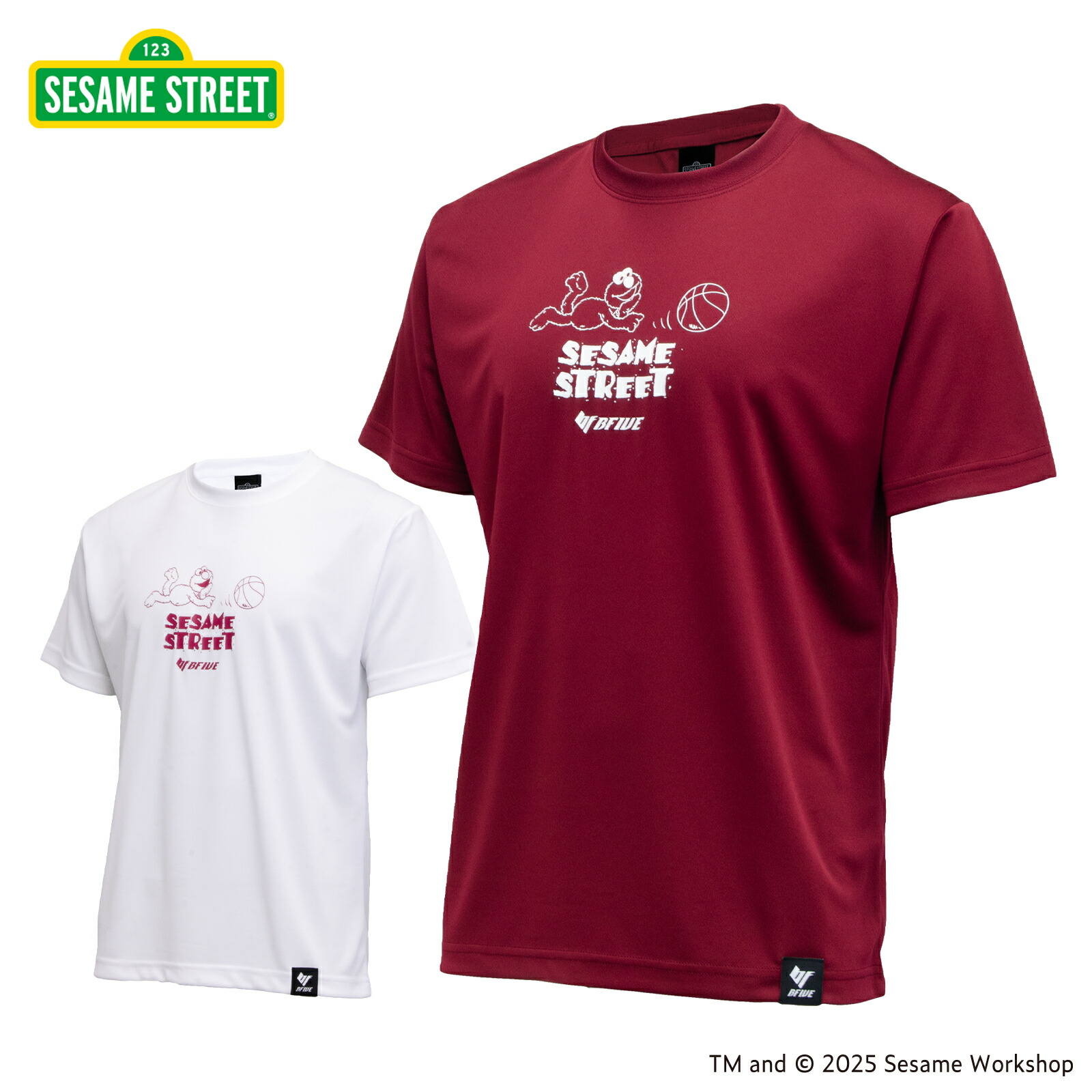 [ビーファイブ] バスケ ドライ Tシャツ 半袖 セサミストリート プレイボール エルモ ユニセックス SSBF-DRYS25S-PLYBE画像