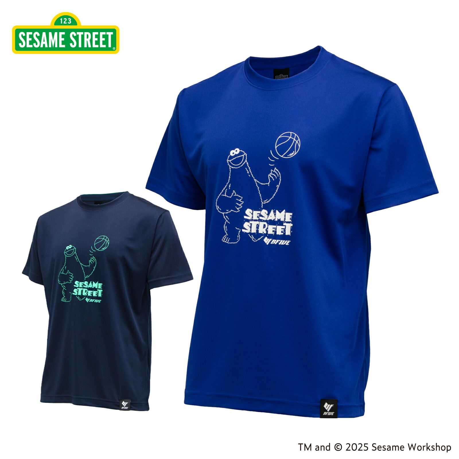 [ビーファイブ] バスケ ドライ Tシャツ 半袖 セサミストリート プレイボール クッキーモンスター ユニセックス SSBF-DRYS25S-PLYBC画像