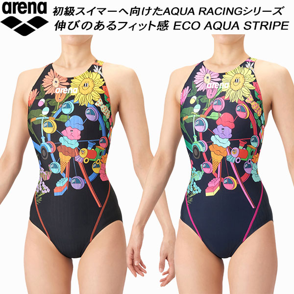 【全品ポイント2倍+最大8%OFFクーポン】 アリーナ arena レディース 競泳水着 WA承認 ワンピース 着やストラップ ECO AQUA STRIPE アクアストライプ AS6SRCP1L