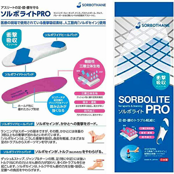 市場 全品10%OFFクーポン SORBO ソルボライトプロ ソルポ インソール