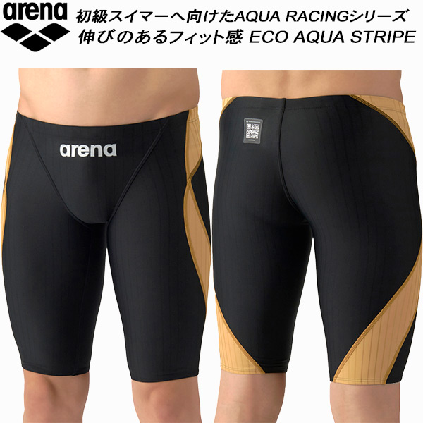 【全品尖んがり2倍+最高限度8%OFF引き換え証】\u003cBR\u003e競技場 arena メンズ 競泳海水着 WA聞きとどける 二分の一スパッツ 大きめ大いさ ECO AQUA STRIPE アクアストライプ  AS6SRC55M BKGD 水泳-競技水着-スポーツ・アウトドア