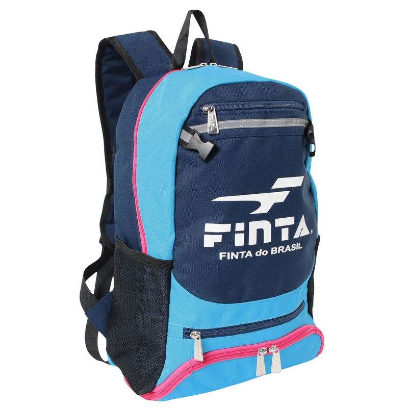 フィンタ サッカー フットサル 多機能 キッズリュックサック 16L バックパック シューズ収納 ボールネット ネイビー サックス FT3519-1122