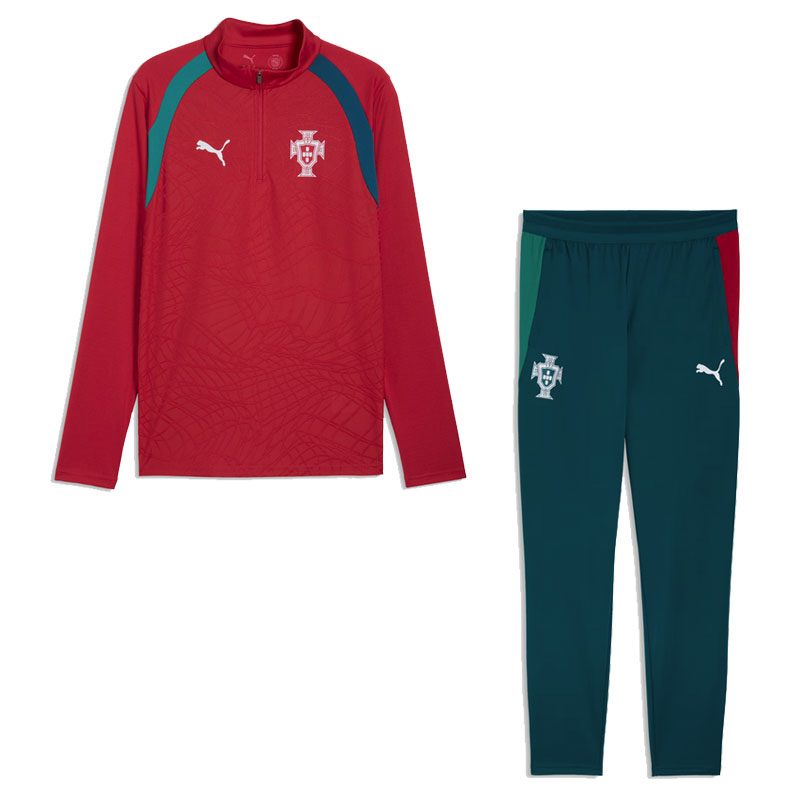 プーマ ポルトガル代表 FPF 1/4 ジップトップ パンツ クラブレッド サッカー レプリカ ウェア 上下セット PUMA2026SS 784772-784780-16