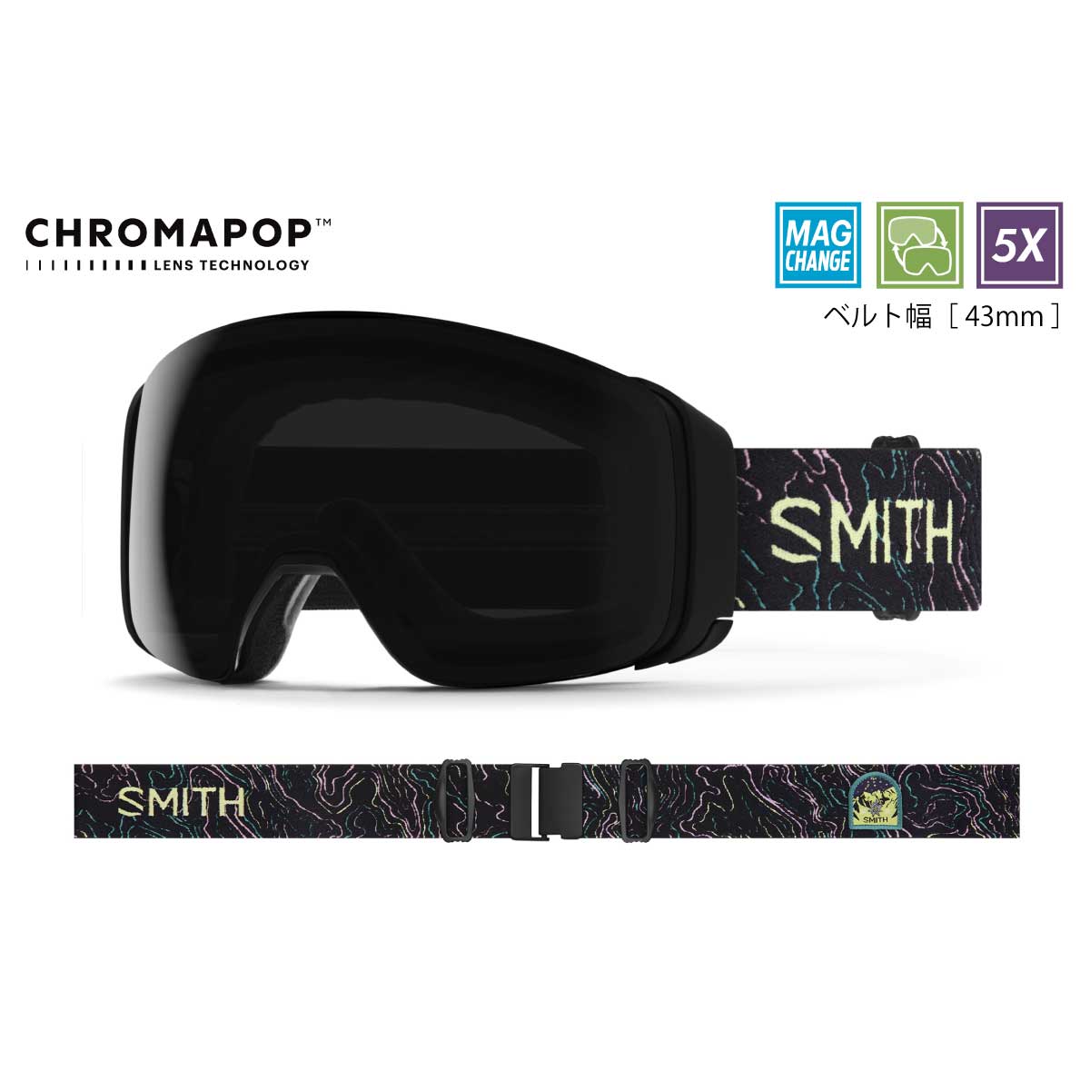【お買い物マラソン期間中P5倍★4/4 20:00～4/10 1:59まで】【セール20%OFF！】スミス SMITH スノボー スノボ スノーボード ゴーグル 4D MAG Marion Haerty AC(CP Sun Black / CP Storm Blue Sensor Mirror) 010276023 メンズ レディース ユニセックス 25-26