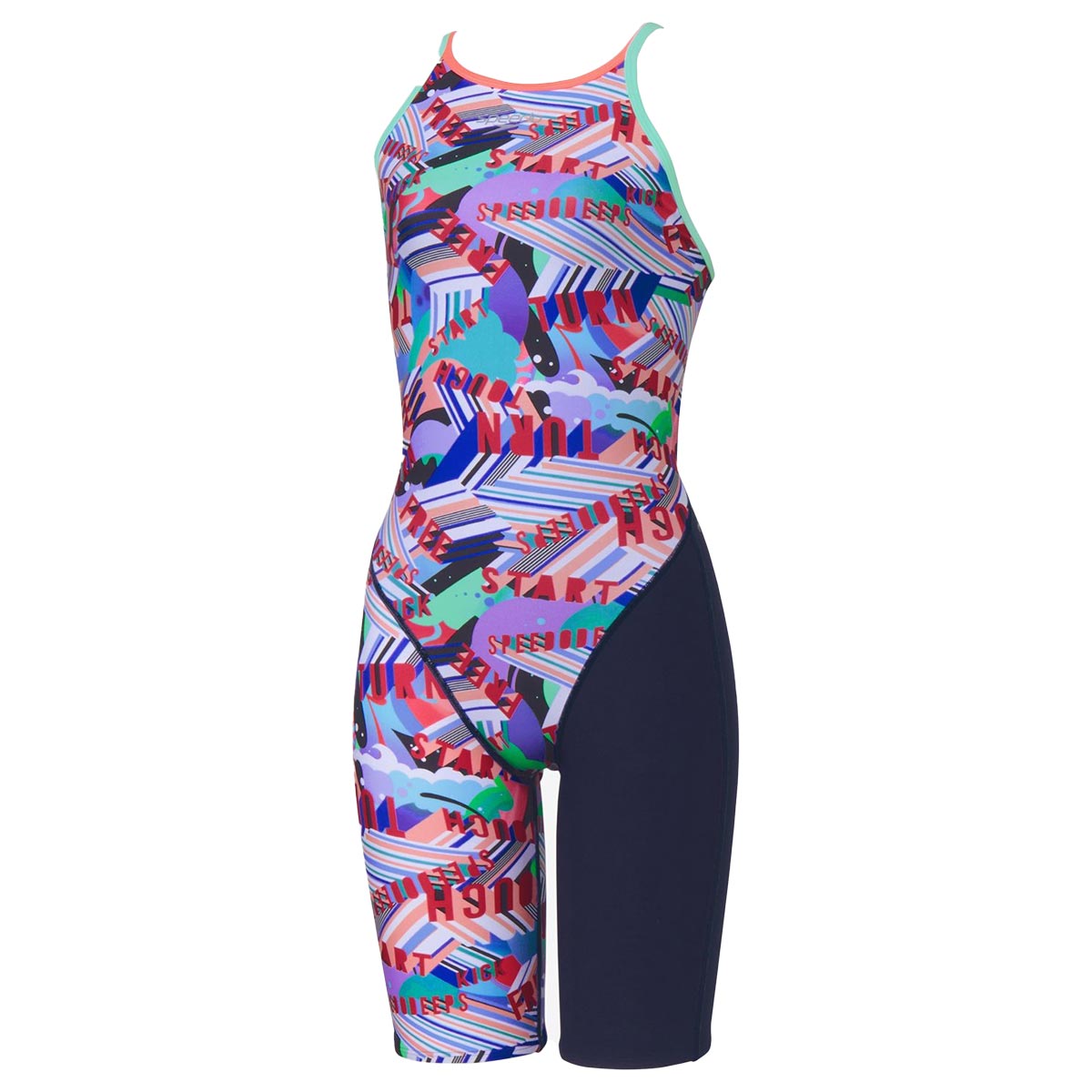 【お買い物マラソン期間中P5倍★7/19 20:00～7/26 1:59まで】【セール15%OFF】スピード SPEEDO スイム トレーニング 競泳 水着 ワーディングストライプスターンズニースキン STW12606-RE レディース 女性 26S1｜スポーツタカハシ