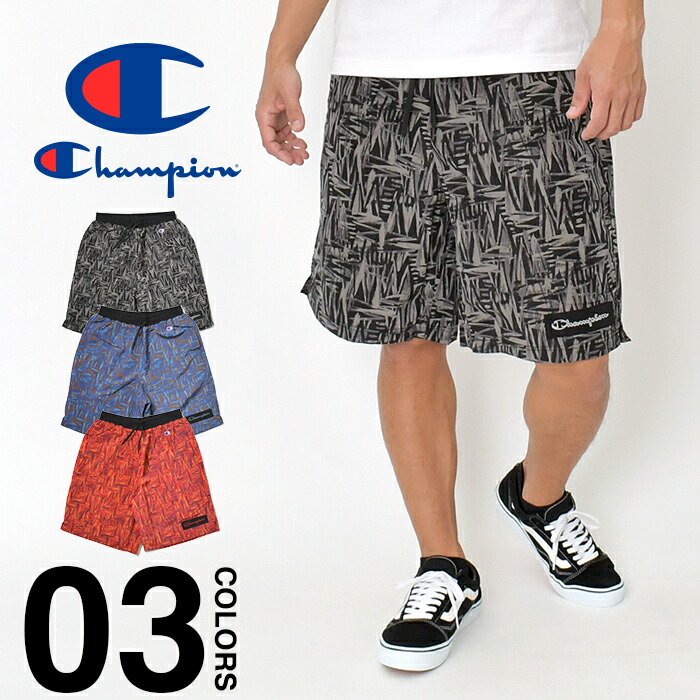 楽天市場 チャンピオン ハーフパンツ Champion メンズ レディース アクションスタイル ショーツ ショートパンツ ナイロンショーツ 春夏 短パン 大きいサイズ ビッグサイズ 総柄 ブランド ファッション ブラック レッド ブルー C3 R502 Spotcheck Shop