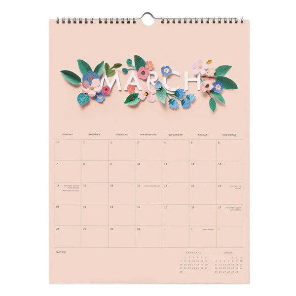 ライフルペーパー 21 カットペーパー アポイントメント カレンダー Rifle Paper Co 21 Cut Paper Appointment Calendarブランド デザイナーズ マンスリー 壁掛け Usa アメリカ 海外 レディース 花柄 マルチカラー Cal061ギフト プレゼント 誕生日 お祝い