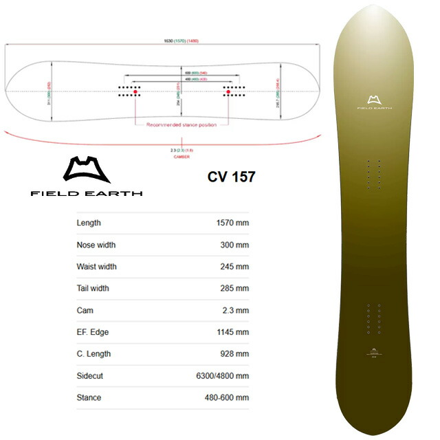楽天市場】CV 2.5D 163 157 148FIELD EARTH SNOWBOARDS24-25フィールド