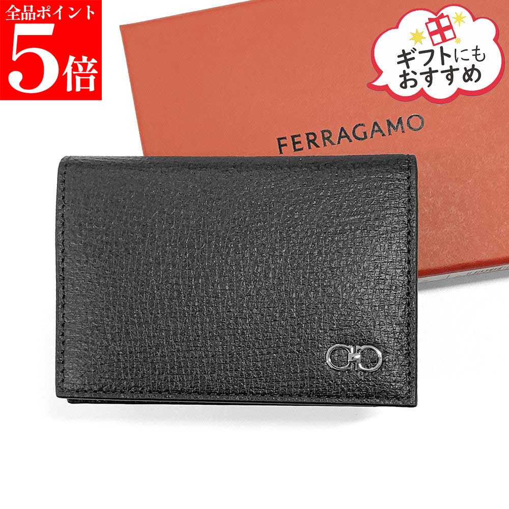 大特価！！【正規品・新品・GW直前ｽｰﾊﾟｰSALE全品P5倍＆全品5％値引きｸｰﾎﾟﾝ30日迄】FERRAGAMO フェラガモ 66 0990 778534 NERO 名刺入れ メンズビジネスカードケース ブラック ガンチーニロゴメタル 男性用 紳士用 黒 21,087円