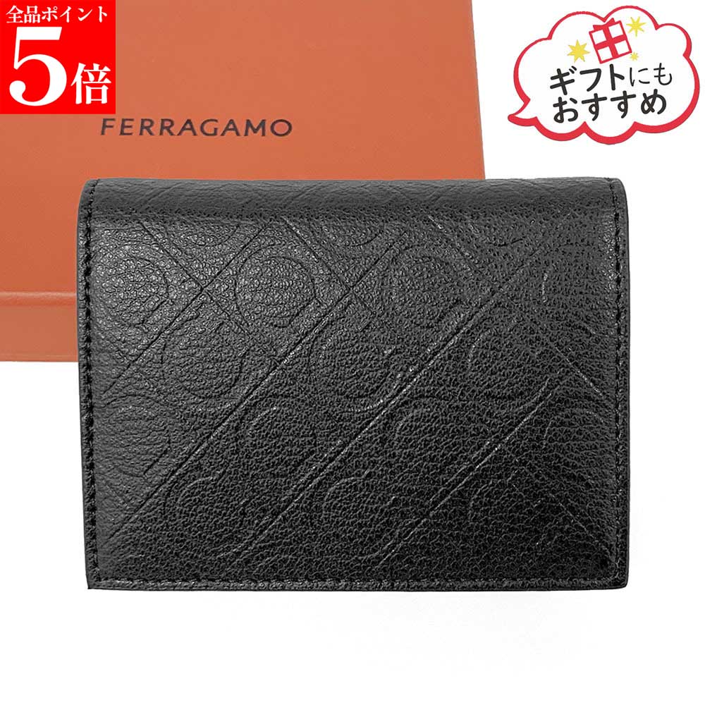 大特価！！【正規品・新品・GW直前ｽｰﾊﾟｰSALE全品P5倍＆全品5％値引きｸｰﾎﾟﾝ30日迄】FERRAGAMO フェラガモ 66 1661 0783772 NERO メンズ 名刺入れ ビジネスカードケース ガンチーニ ロゴブラック 黒 男性用 紳士用