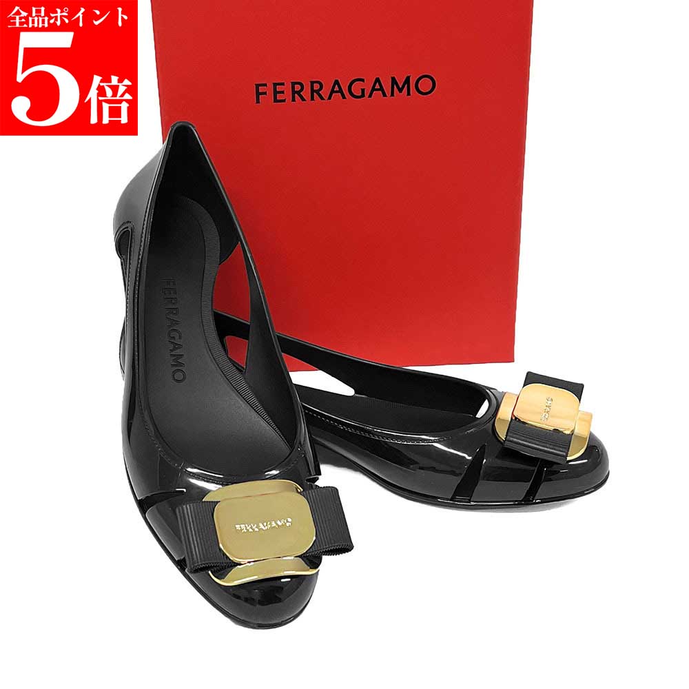 【春の応援SALE全品P5倍＆最大2万円値引きクーポン15日迄】FERRAGAMO フェラガモ 01 K557 785441 ニューヴァラプレート ジェリー パンプス リボン レディース 女性用 婦人用