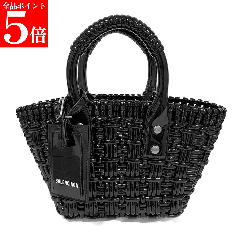 【春の応援SALE全品P5倍＆最大2万円値引きクーポン15日迄】BALENCIAGA バレンシアガ 678028 2IE2Y 1000 ビストロ Bistro XXS ストラップ付き バスケット レディース エナメルフェイクカーフスキン ショルダーバッグ ブラック 女性用 婦人用 45,480円