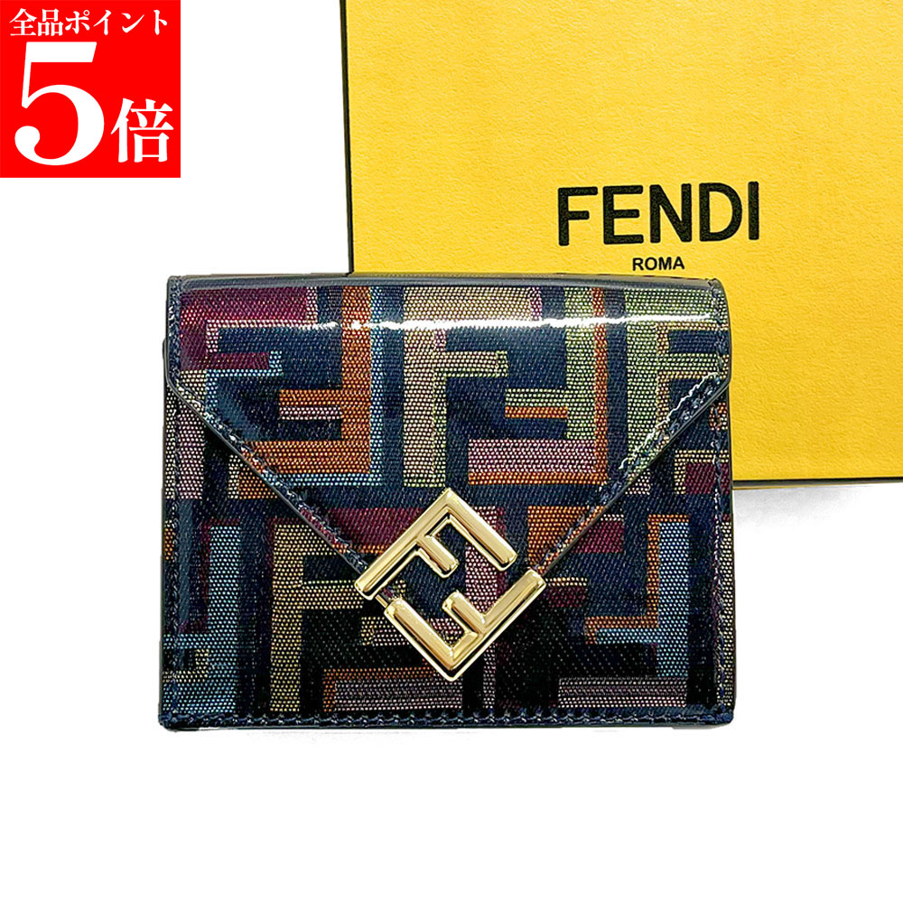 【正規品・新品・GW直前スーパーSALE全品P5倍&全品5%値引きクーポン30日迄】FENDI フェンディ 三つ折り財布 8M0480 AW6Q レディース FFダイヤモンド ミニ財布 豆財布 FFロゴメタル メタリック 小銭入れあり