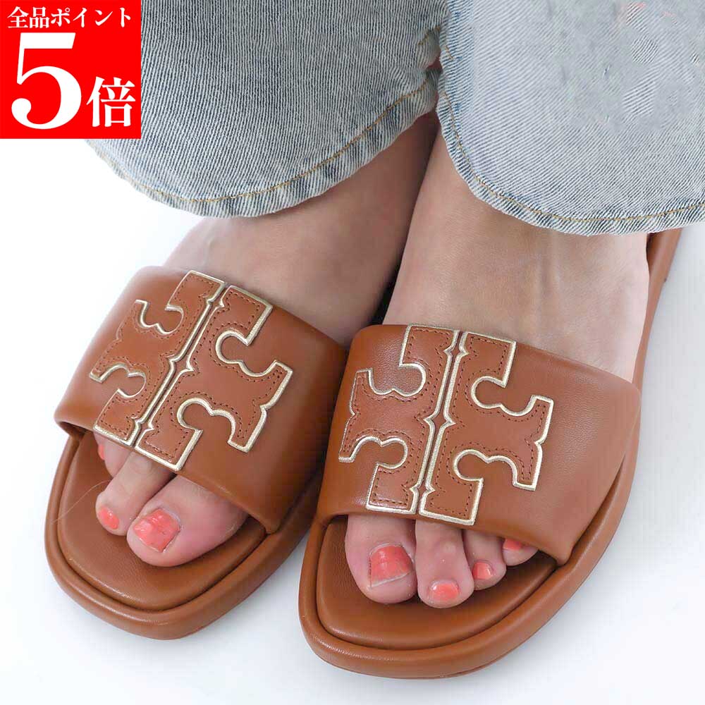 【ｽｰﾊﾟｰSALE☆全品P5倍＆最大限度2万円ｽﾍﾟｼｬﾙｸｰﾎﾟﾝ15日迄】TORY BURCH トリーバーチ 79985 202 ダブルT 運動競技横すべり レディース サンダル BOURBON MIELE / GOLD ともし火赤銅色×ゴールド お上さん用 お上さん用