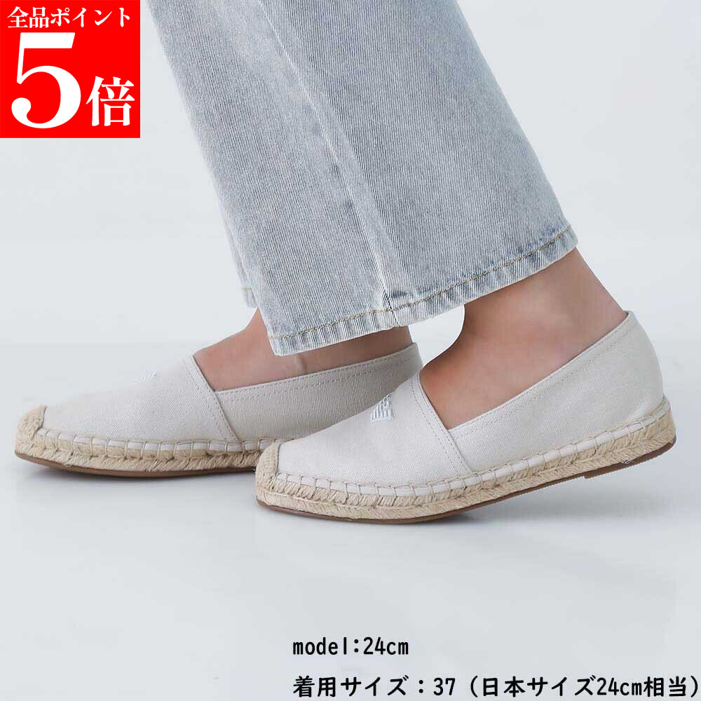 【ｽｰﾊﾟｰSALE☆全品P5倍＆最大限度2万円ｽﾍﾟｼｬﾙｸｰﾎﾟﾝ15日迄】EMPORIO ARMANI エン急性灰白髄炎 アルマーニ XVSS07 XD396 D417 エスパドリーユ シューズ スリッポン レディース お上さん用 お上さん用