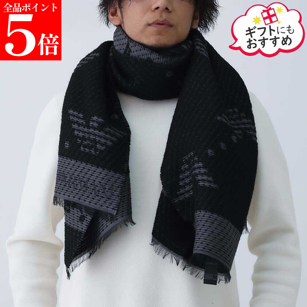 【春の応援SALE全品P5倍＆最大2万円値引きクーポン15日迄】EMPORIO ARMANI エンポリオ アルマーニ 625208 4F311 00020 ストール マフラー ブラック