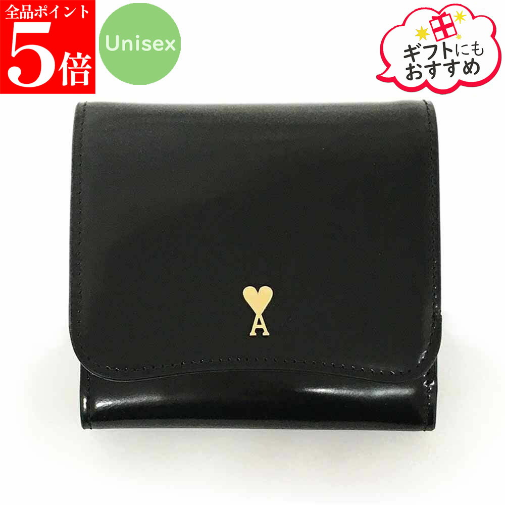 【ｽｰﾊﾟｰSALE☆全品P5倍＆最大限度2万円ｽﾍﾟｼｬﾙｸｰﾎﾟﾝ15日迄】AMI PARIS 意中の女パリス USL708.AL0139 グレーズドレザー Paris Paris コンパクトウォレット 二つ折り紙入れ レディース メンズ ユニ一発やる ハート形ロゴタイプ