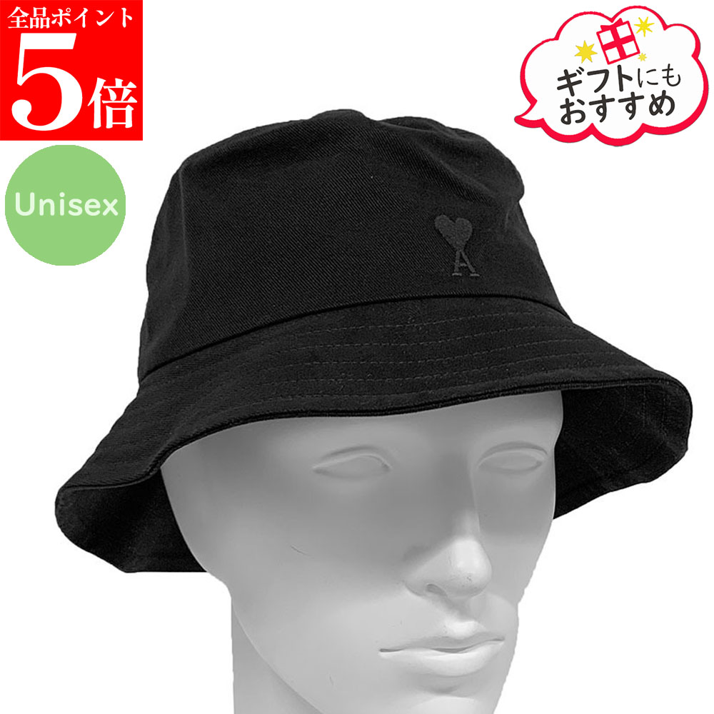 【正規品・新品・GW直前ｽｰﾊﾟｰSALE全品P5倍＆全品5％値引きｸｰﾎﾟﾝ30日迄】AMI PARIS アミパリス UHA666.AW0041 001コットン バケットハット 帽子 メンズ レディース ユニセックス 男性用 女性用