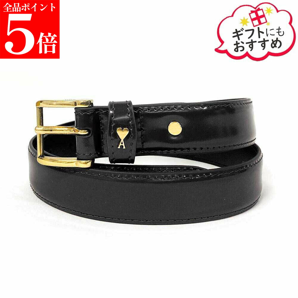 【SUMMER FINAL SALE★全品P5倍&最大15000円クーポン!31日迄】AMI PARIS アミパリス UBL029.AL0139 0015 ブラック グレーズドレザー Paris Paris 25 Mm メンズ レディース ユニセックス ベルト|ブランドショップ リペイ