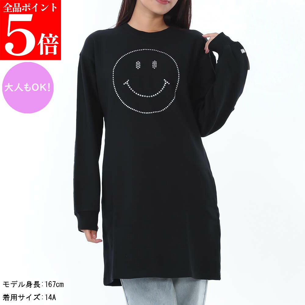 【正規品・新品・GW直前ｽｰﾊﾟｰSALE全品P5倍＆全品5％値引きｸｰﾎﾟﾝ30日迄】MOSCHINO KIDS モスキーノキッズ HDV0H6 LCA87 60100 レディース ガールズ スマイリー スウェットワンピース 大人もOK