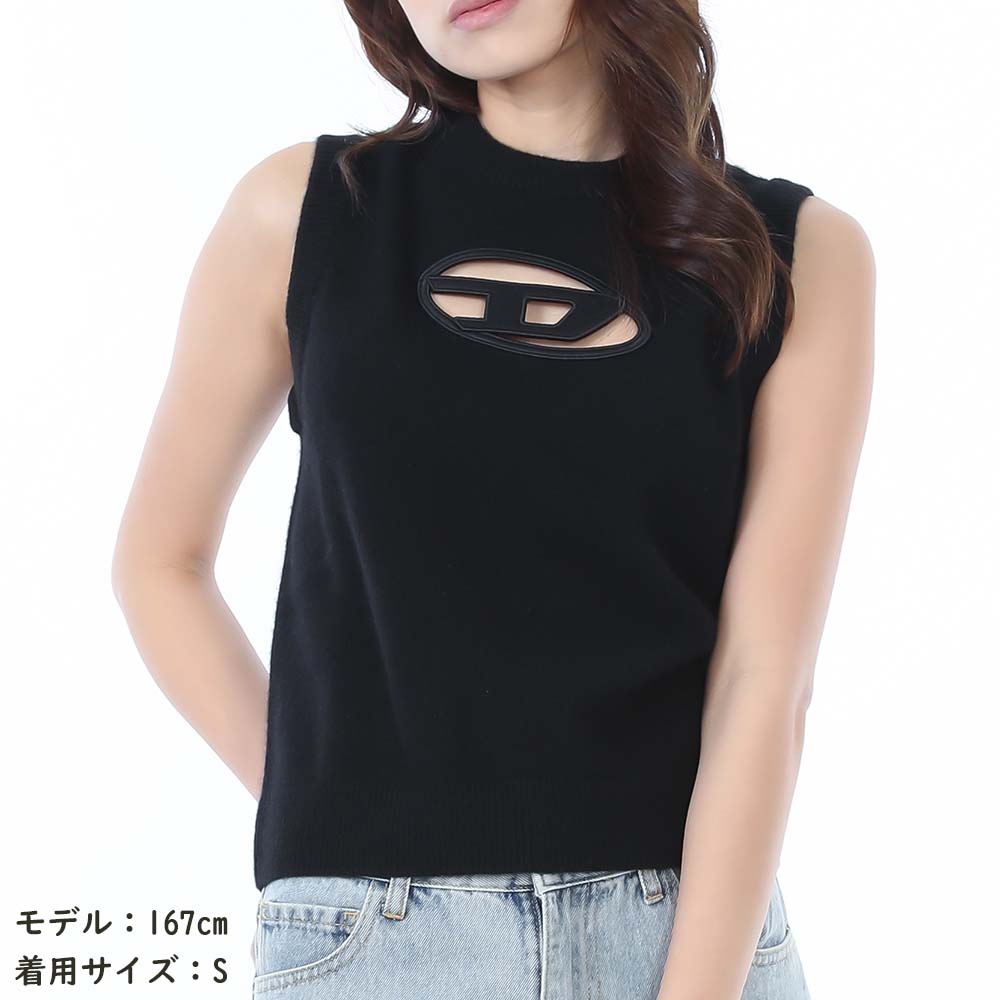 DISEL ノースリーブ オーバルD T-LYNYS-OD Tank top with cut-out Oval D logo｜ブラック