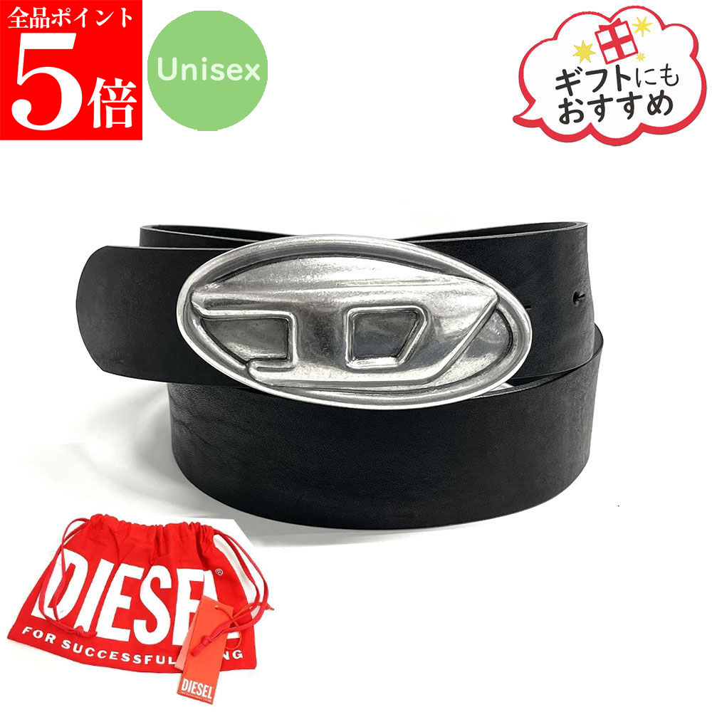 【正規品・新品・GW直前ｽｰﾊﾟｰSALE全品P5倍＆全品5％値引きｸｰﾎﾟﾝ30日迄】DIESEL ディーゼル ベルト B-DOUBLE D X10599 P8791 レザー オーバルD ロゴ メンズ レディース ユニセックス 男性用 女性用