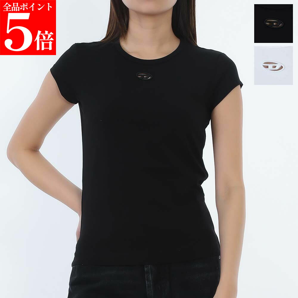 【春の応援SALE全品P5倍＆最大2万円値引きクーポン15日迄】DIESEL ディーゼル Tシャツ T-ANGIE OD A19912 0AFAA レディース 半袖 フレンチスリーブ オーバルD カットアウト 刺繍 ロゴT ミニT カラー2色