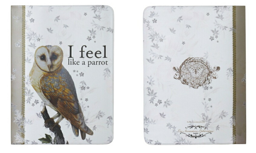 送料無料 フランス雑貨 花 フクロウ パスポートカバー おしゃれ 可愛い パスポートケース レディース ふくろう グレー パリ雑貨